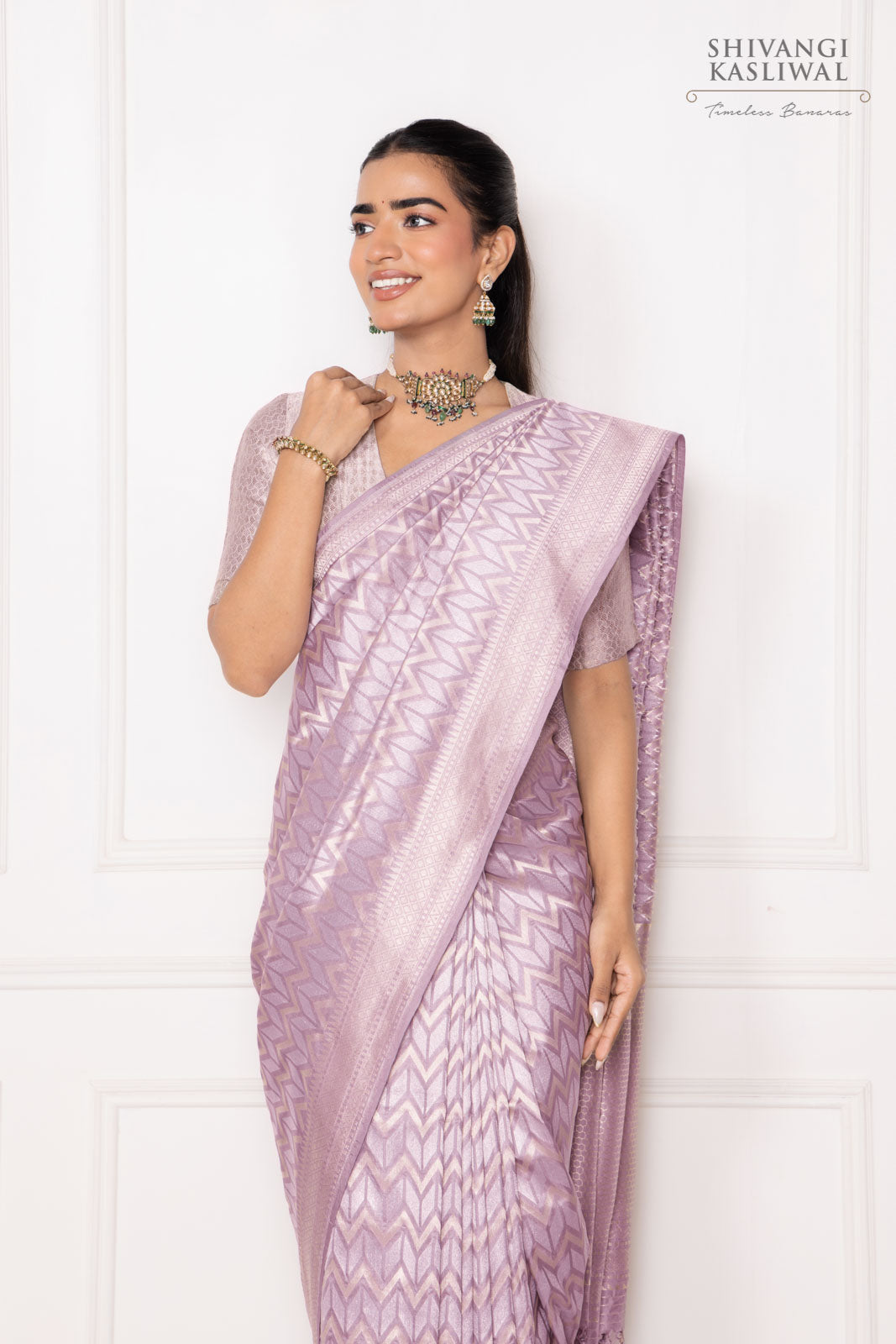 Lavender Handwoven Banarasi Silk Saree