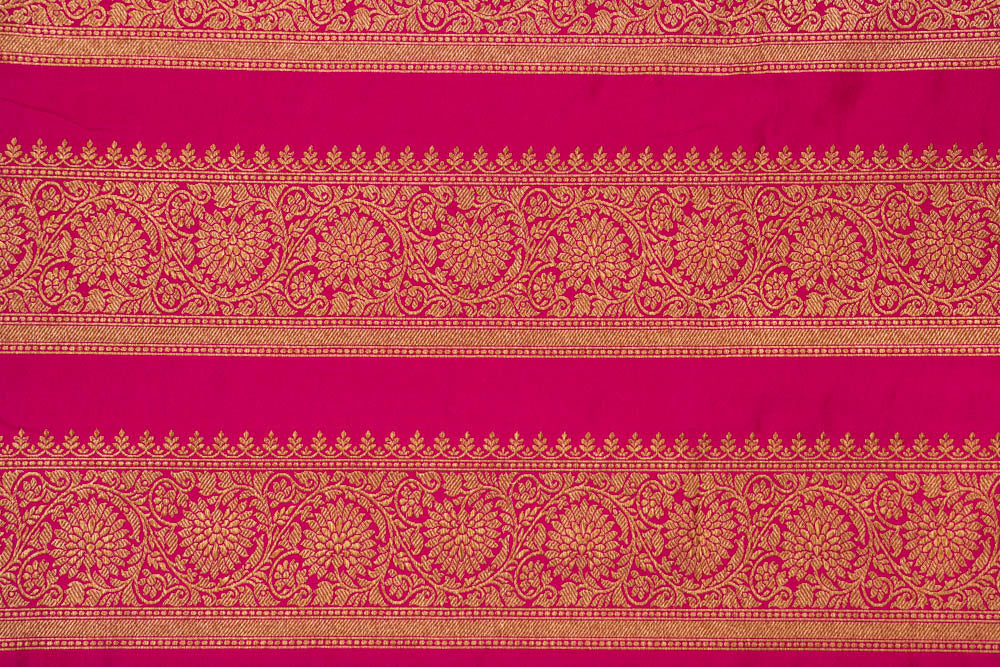 Fuchsia Pink Handwoven Banarasi Silk Fabric