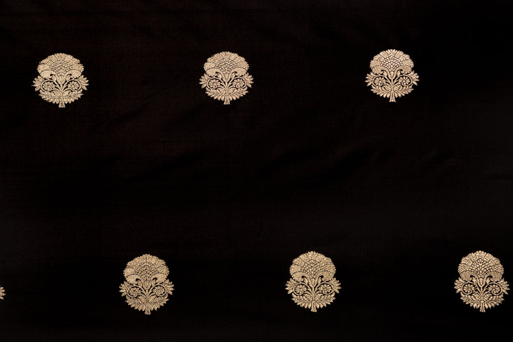 Black Handwoven Banarasi Silk Fabric