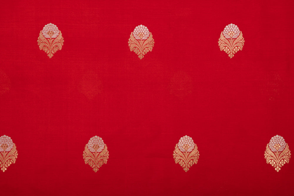 Red Handwoven Banarasi Silk Fabric