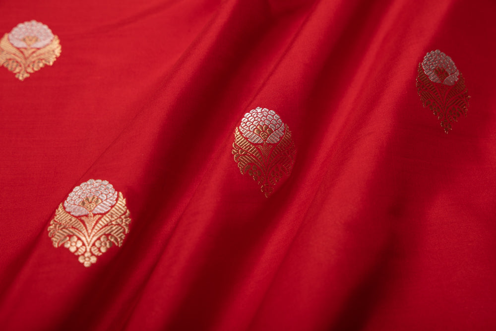 Red Handwoven Banarasi Silk Fabric