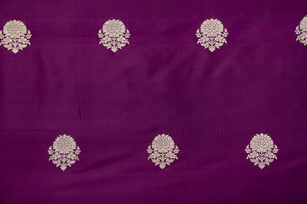 Purple Handwoven Banarasi Silk Fabric