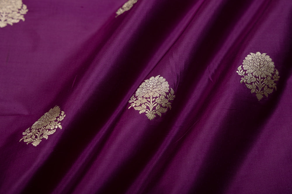 Purple Handwoven Banarasi Silk Fabric