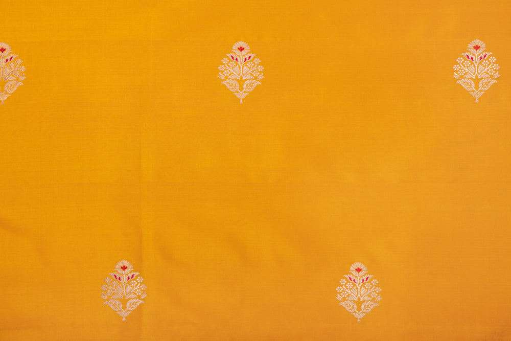 Yellow Handwoven Banarasi Silk Fabric