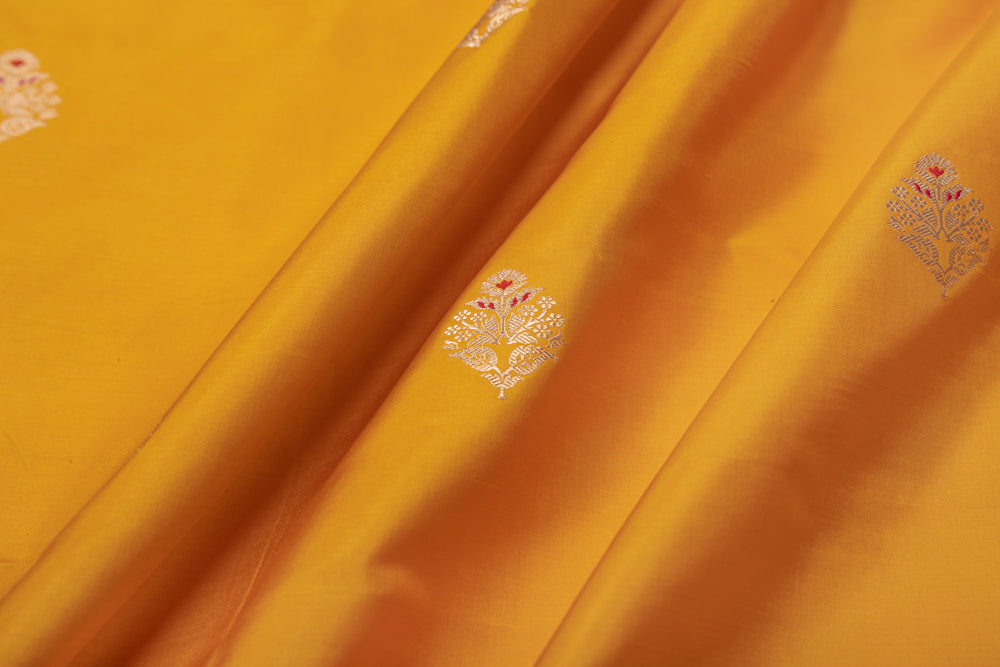 Yellow Handwoven Banarasi Silk Fabric