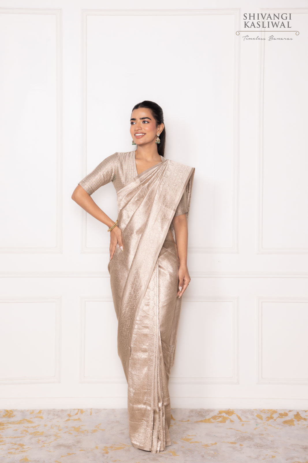 Grey Handwoven Banarasi Silk Saree