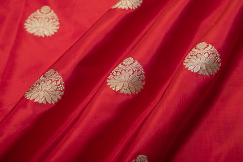Red Dual Tone Handwoven Banarasi Silk Fabric