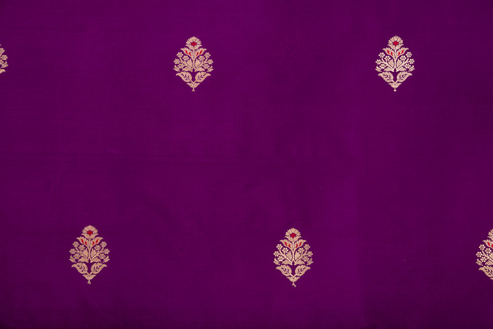 Purple Handwoven Banarasi Silk Fabric