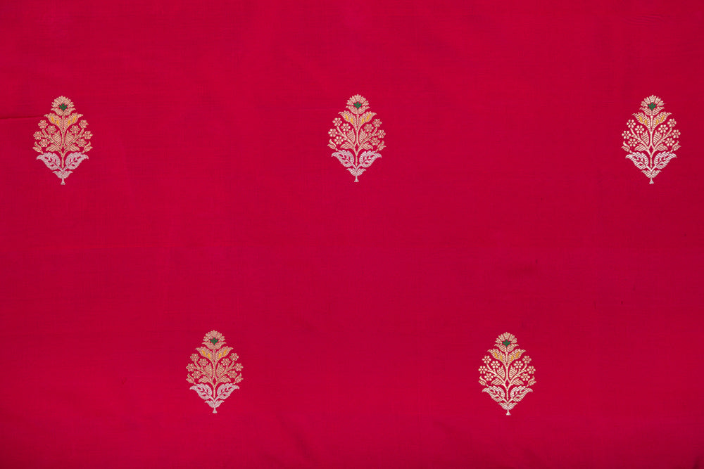 Pink Dual Tone Handwoven Banarasi Silk Fabric