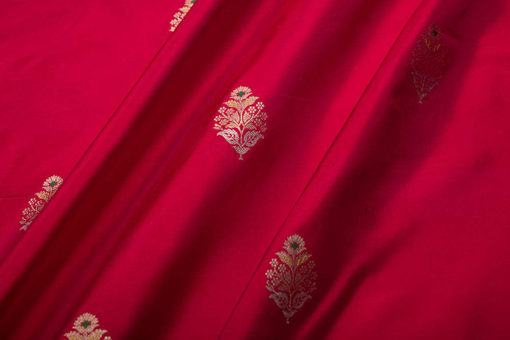 Pink Dual Tone Handwoven Banarasi Silk Fabric