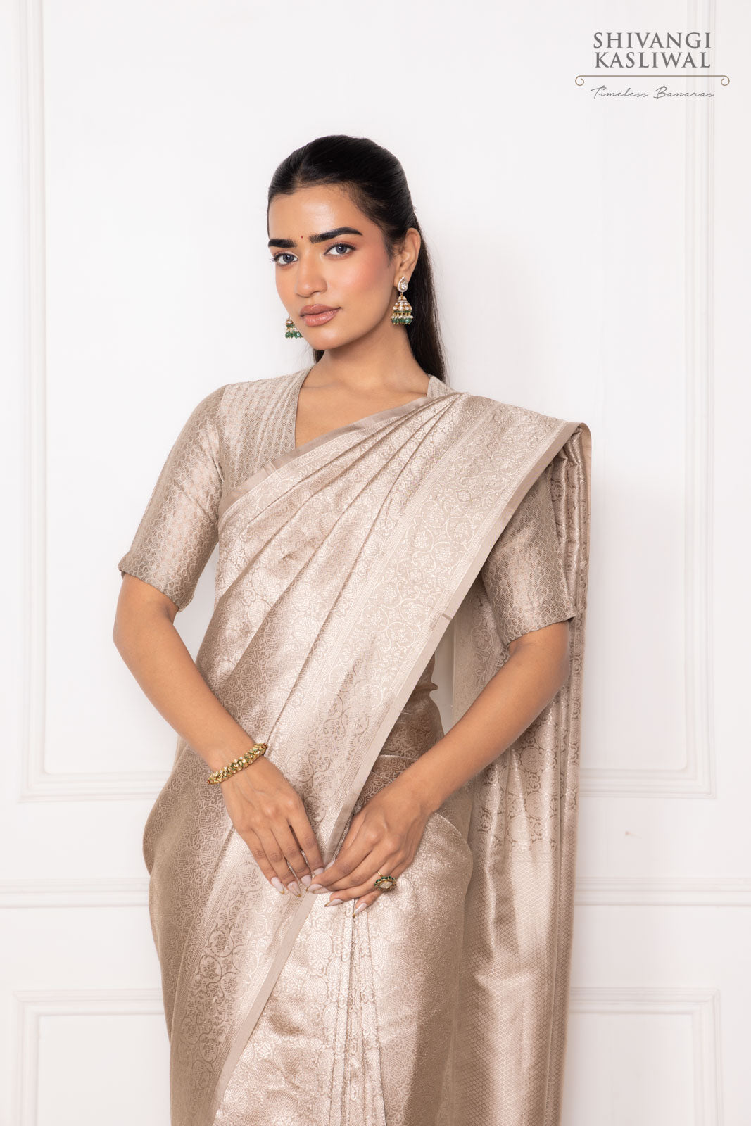 Grey Handwoven Banarasi Silk Saree