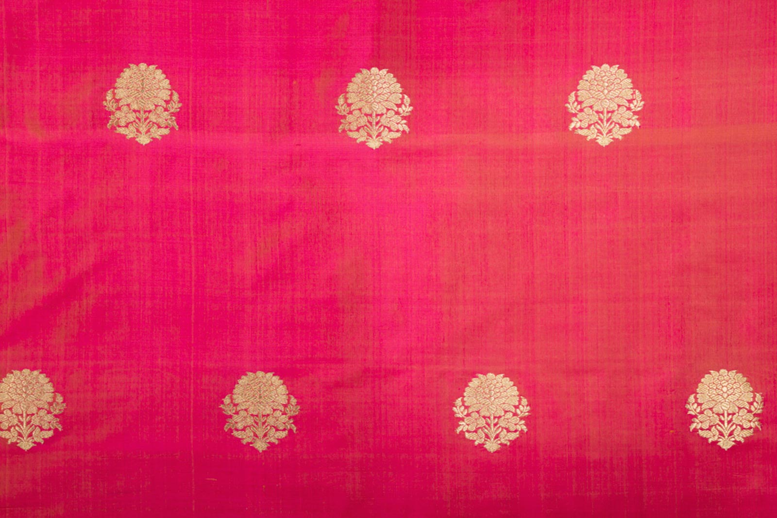 Orange Pink Handwoven Banarasi Silk Fabric