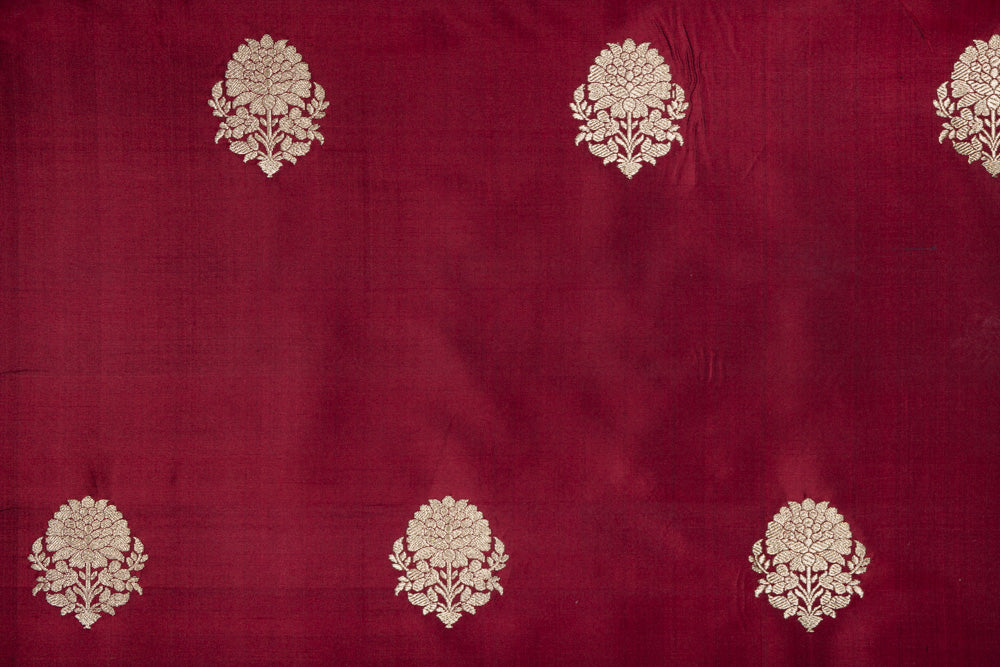 Wine Handwoven Banarasi Silk Fabric