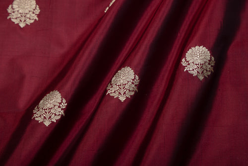 Wine Handwoven Banarasi Silk Fabric