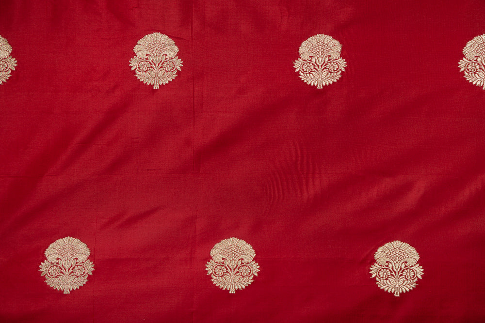 Red Handwoven Banarasi Silk Fabric