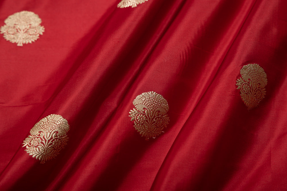Red Handwoven Banarasi Silk Fabric