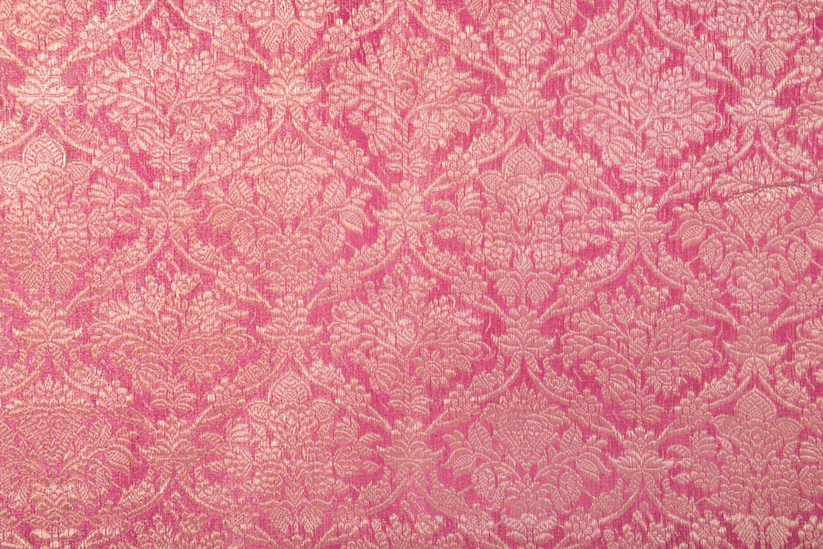 Fuchsia Pink Handwoven Banarasi Tissue Silk Fabric
