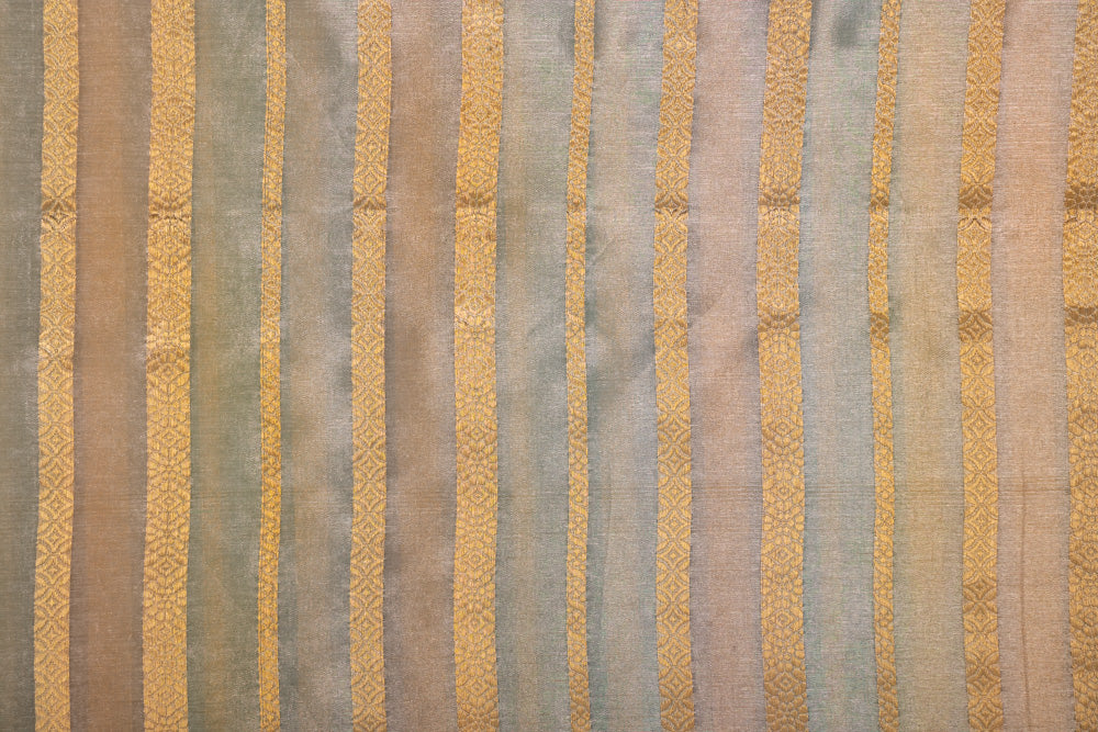 Blue Multicolor Handwoven Banarasi Tissue Silk Fabric