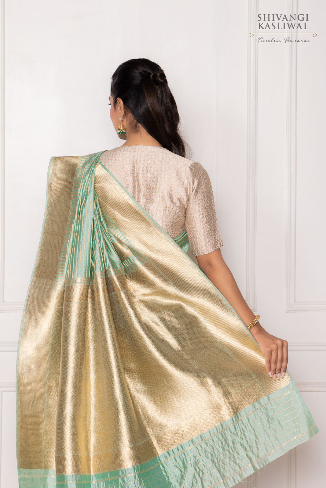 Pista Green Handwoven Banarasi Kadhua Silk Saree