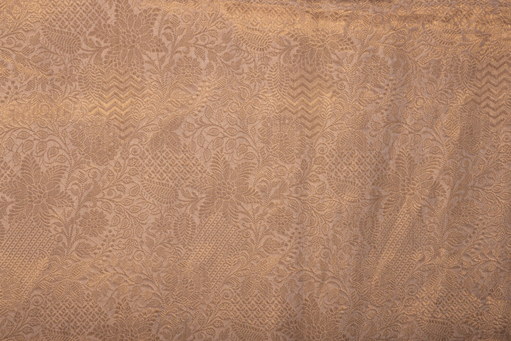 Off-White Gold Handwoven Banarasi Tissue Silk Fabric