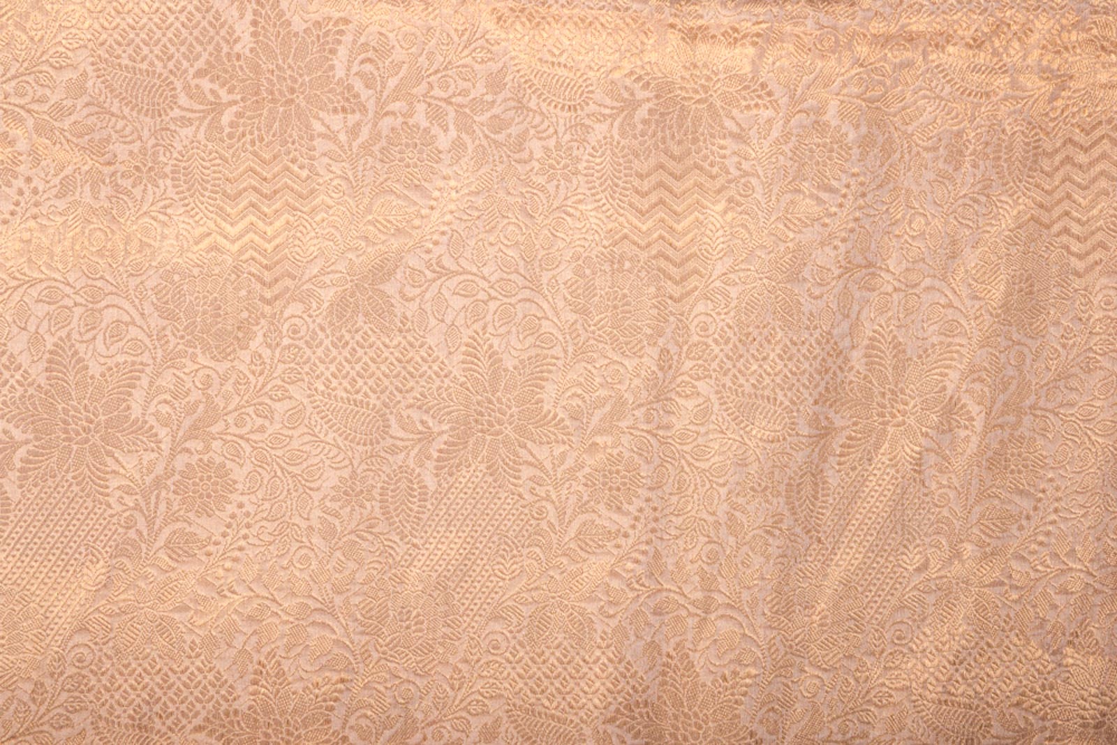 Off-White Gold Handwoven Banarasi Tissue Silk Fabric