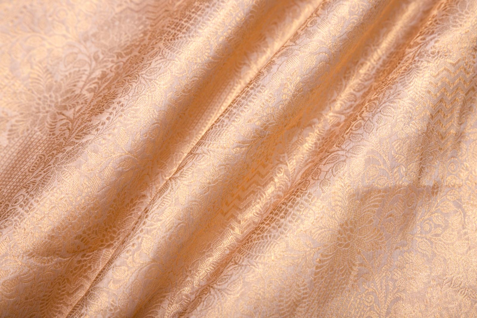 Off-White Gold Handwoven Banarasi Tissue Silk Fabric