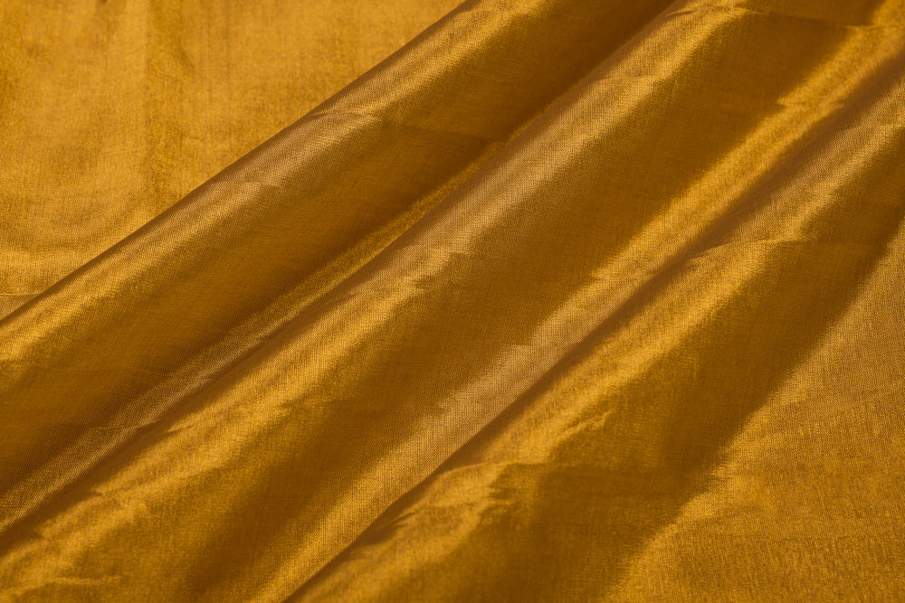 Antique Gold Banarasi Satin Tissue Silk Fabric
