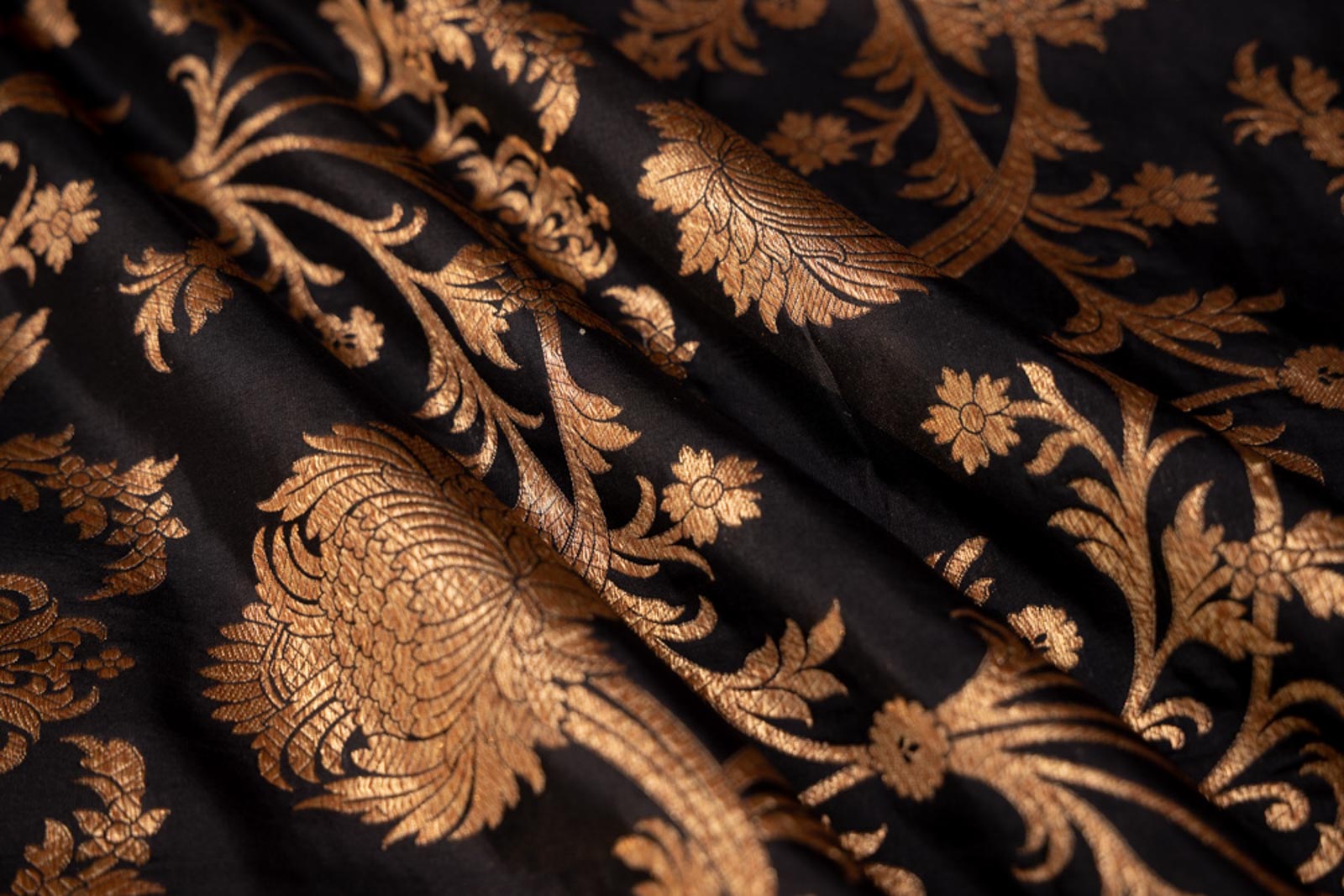Black Handwoven Banarasi Silk Fabric