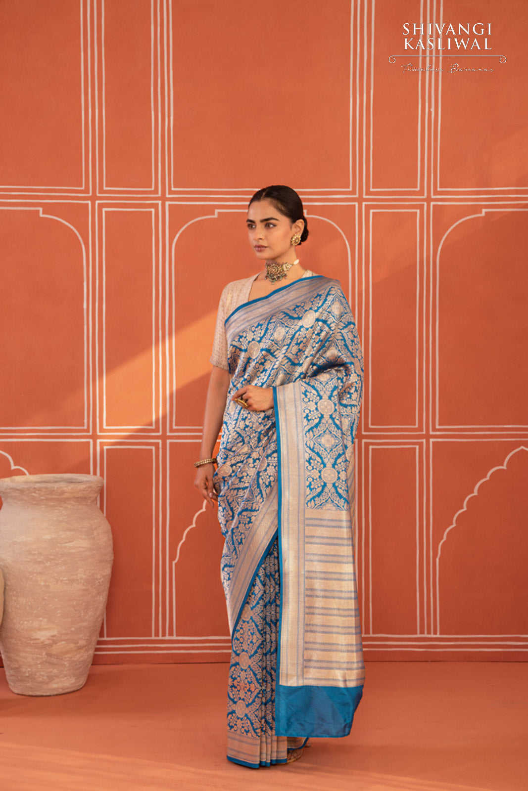 Blue Handwoven Banarasi Silk Saree