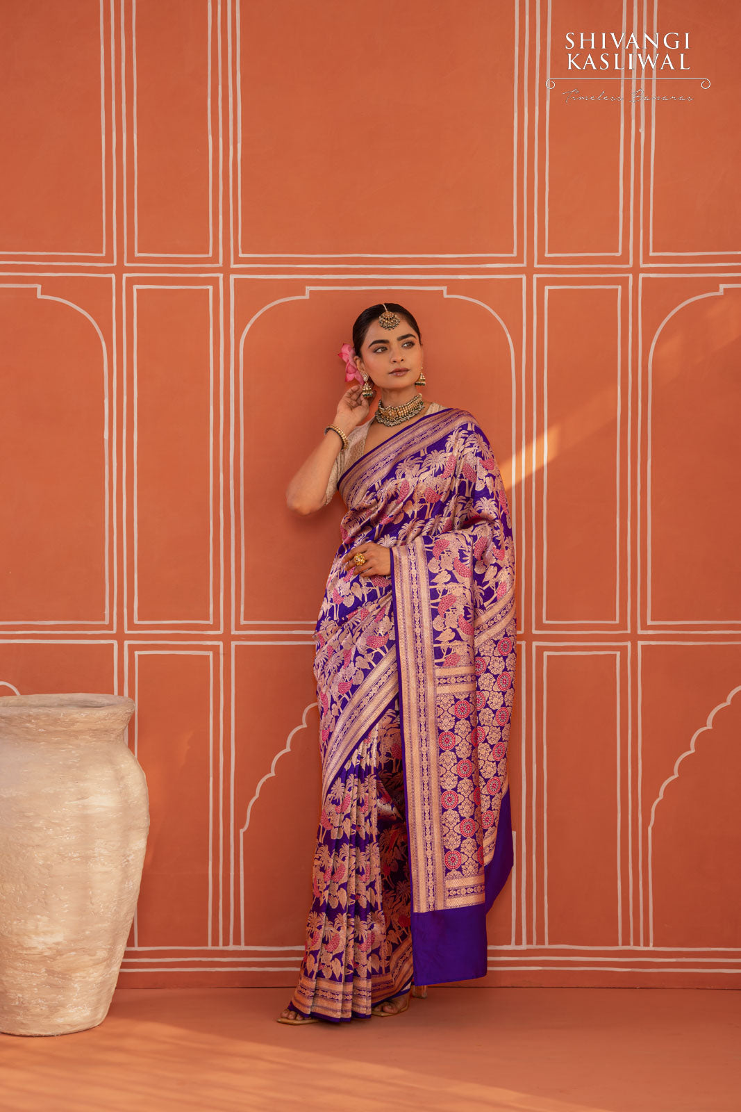 Purple Handwoven Banarasi Silk Saree