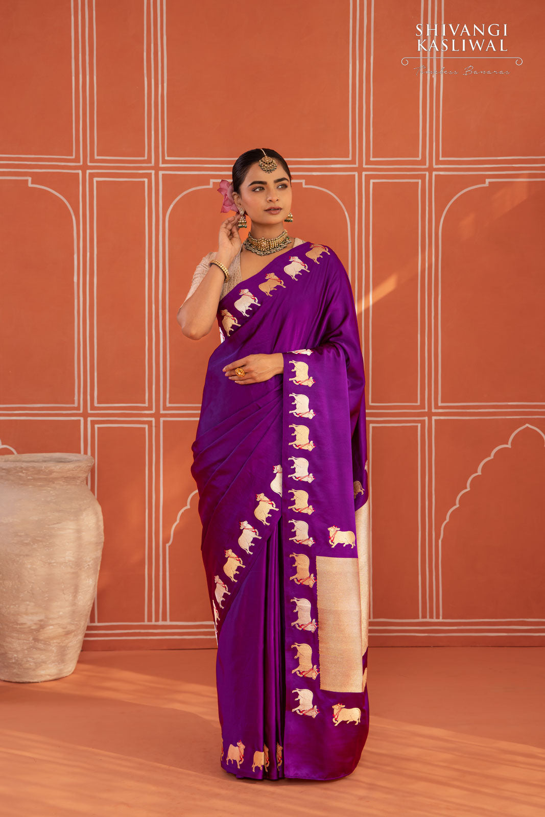 Magenta Purple Handwoven Banarasi Kadhua Silk Saree
