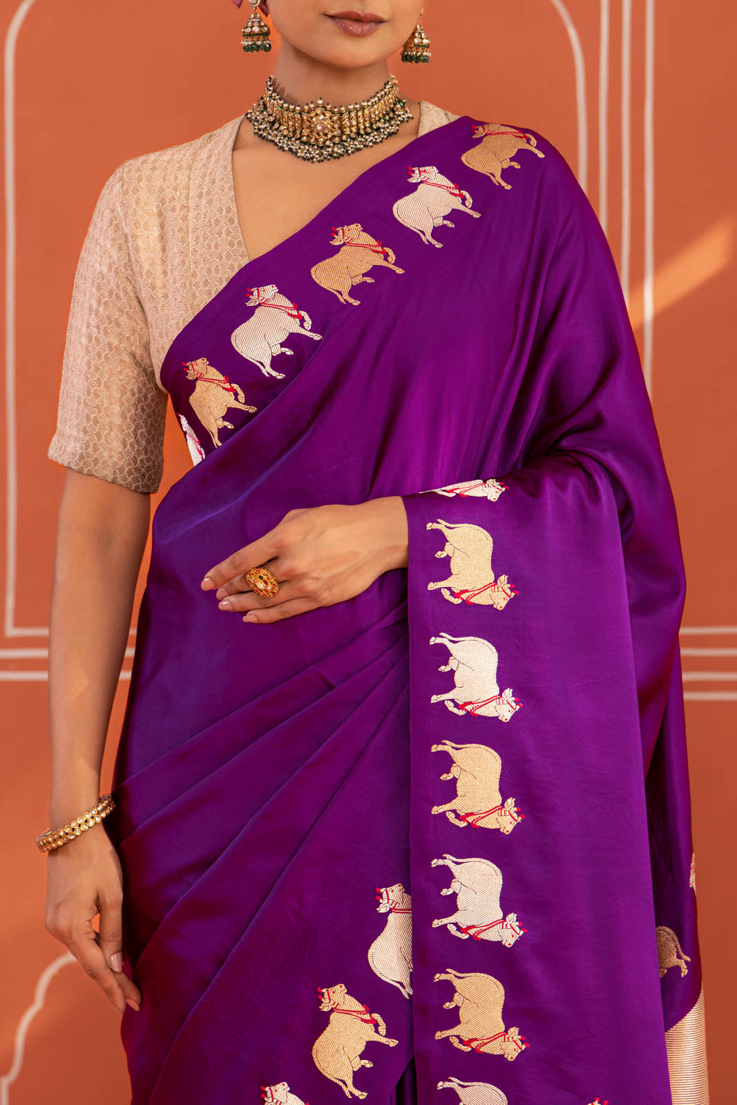 Magenta Purple Handwoven Banarasi Kadhua Silk Saree