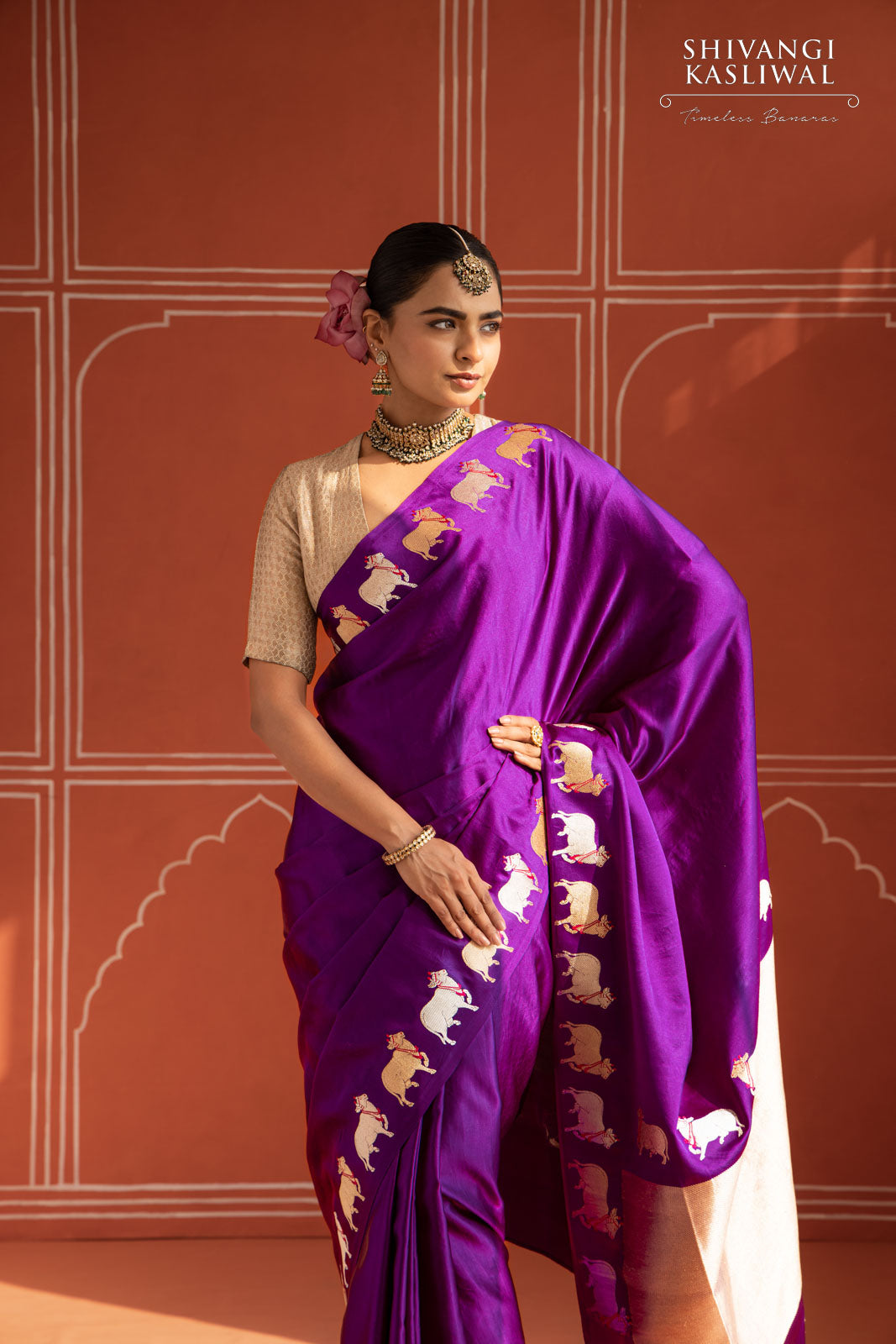 Magenta Purple Handwoven Banarasi Kadhua Silk Saree