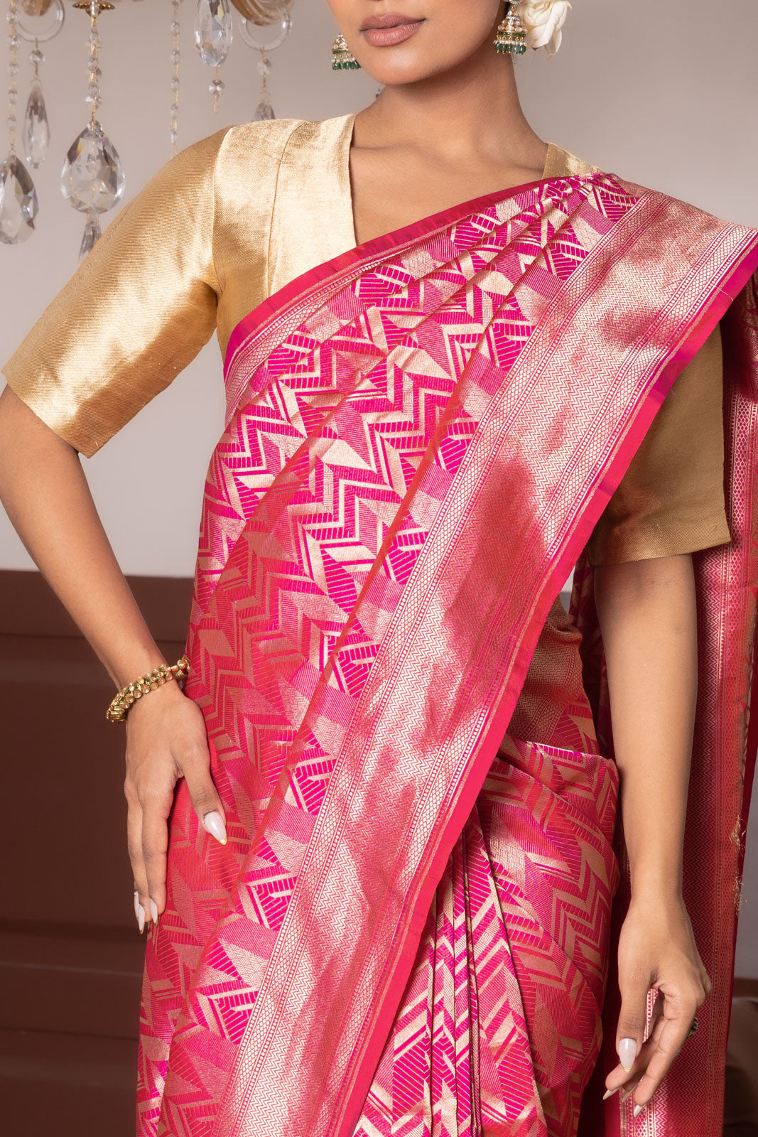 Pink Dual Tone Handwoven Banarasi Silk Saree