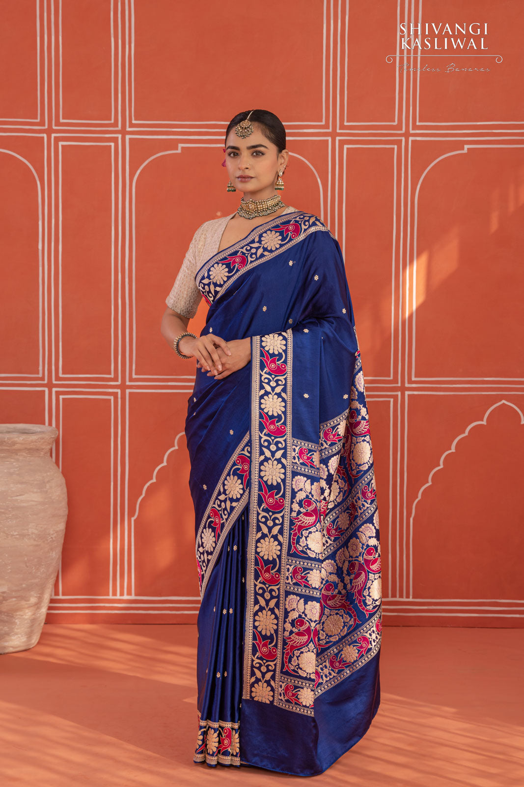 Blue Handwoven Banarasi Kadhua Satin Silk Saree
