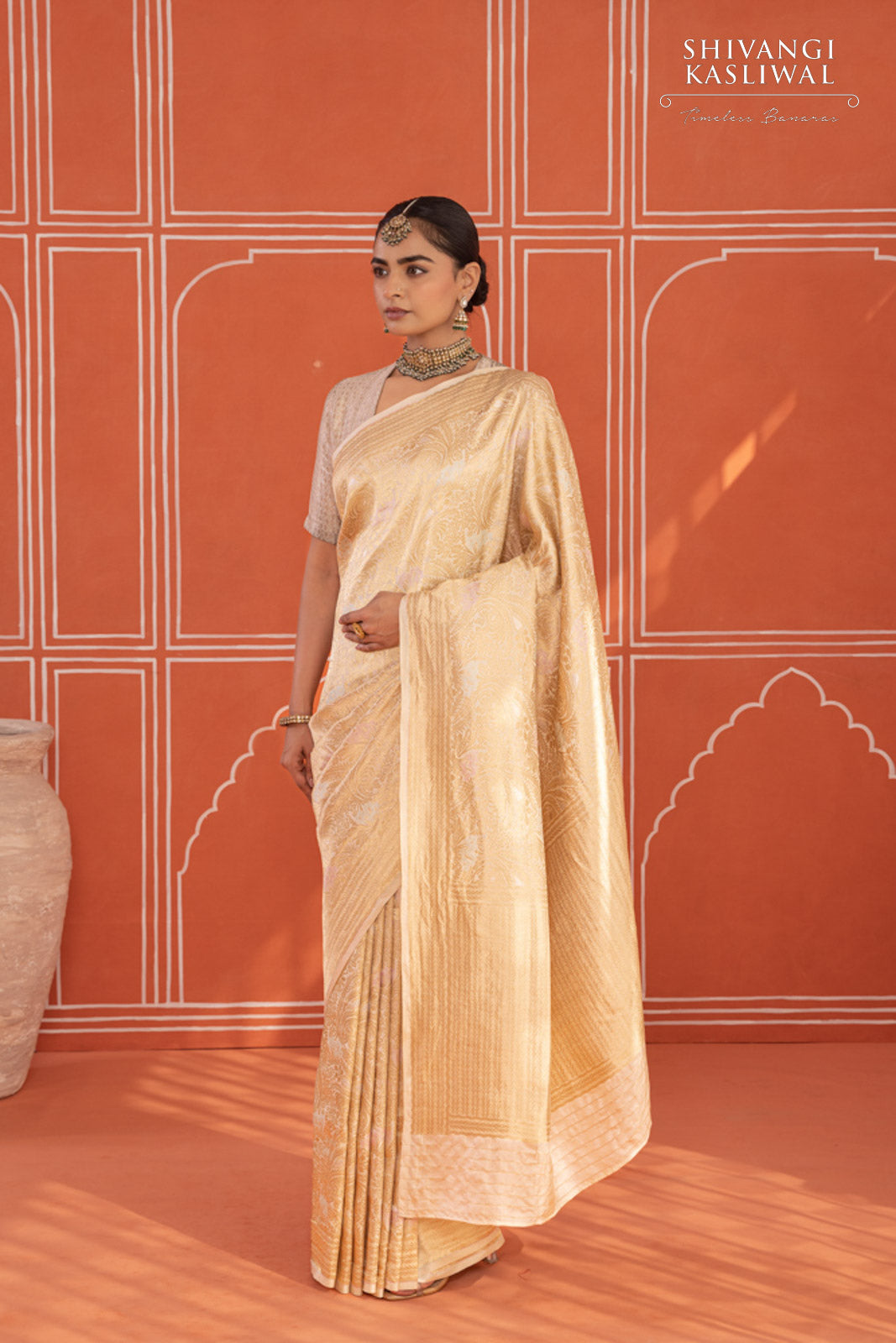 Ivory Handwoven Banarasi Silk Saree