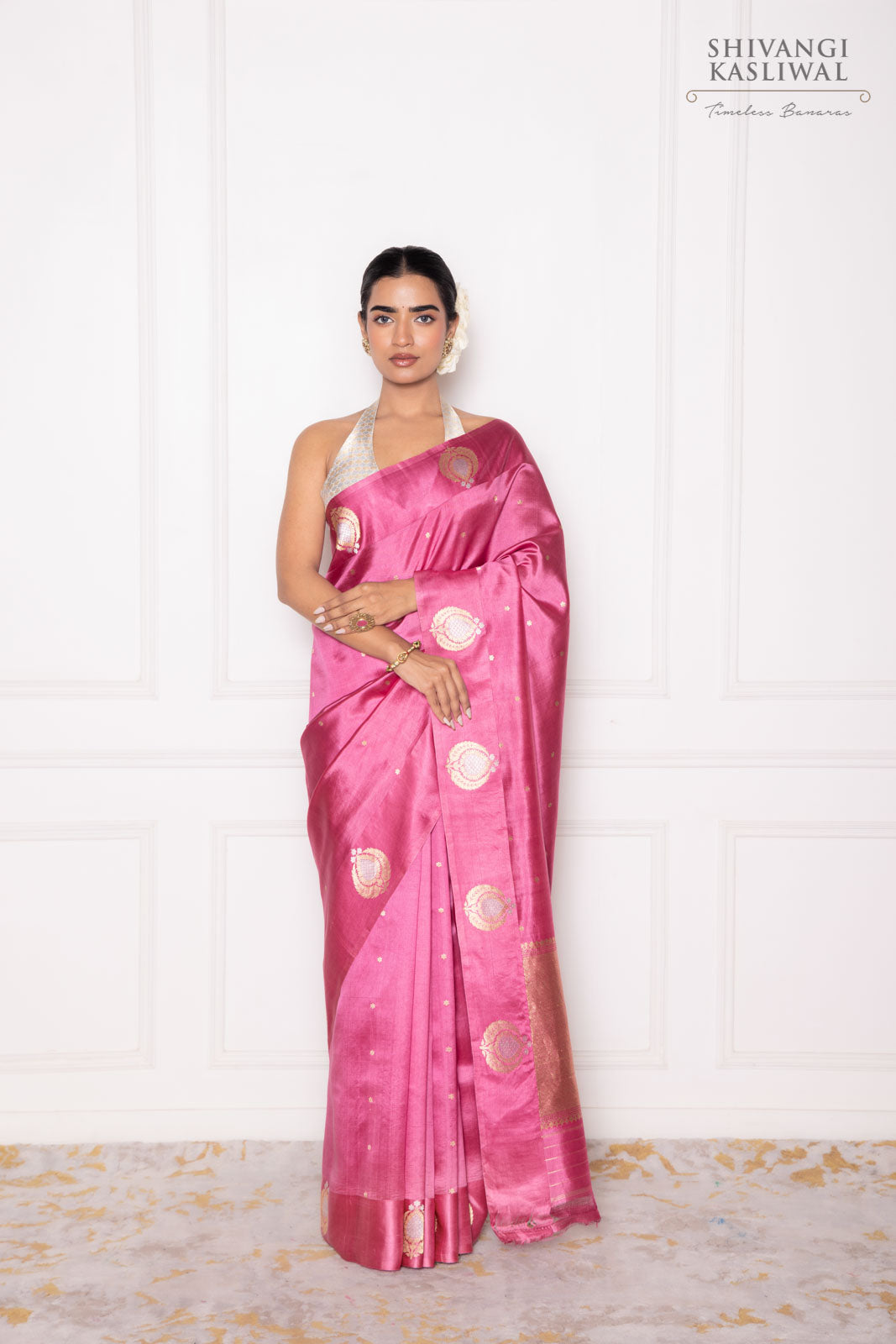 Pink Handwoven Banarasi Pure Silk Saree