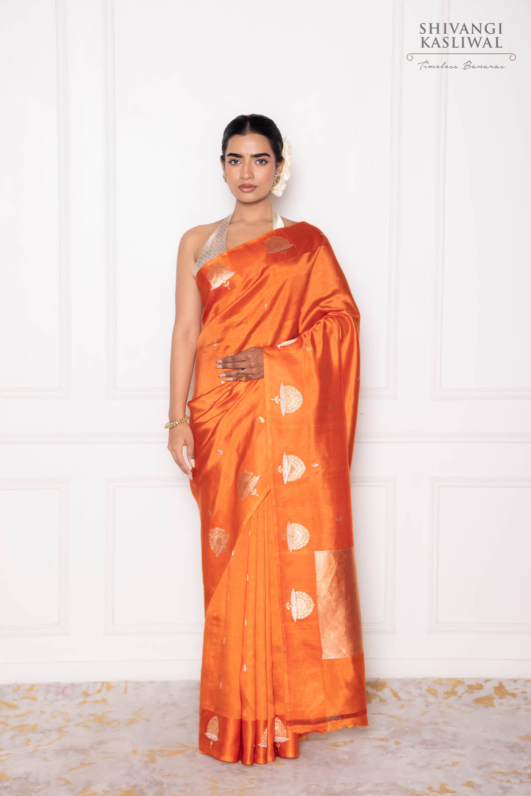 Orange Handwoven Banarasi Pure Silk Saree