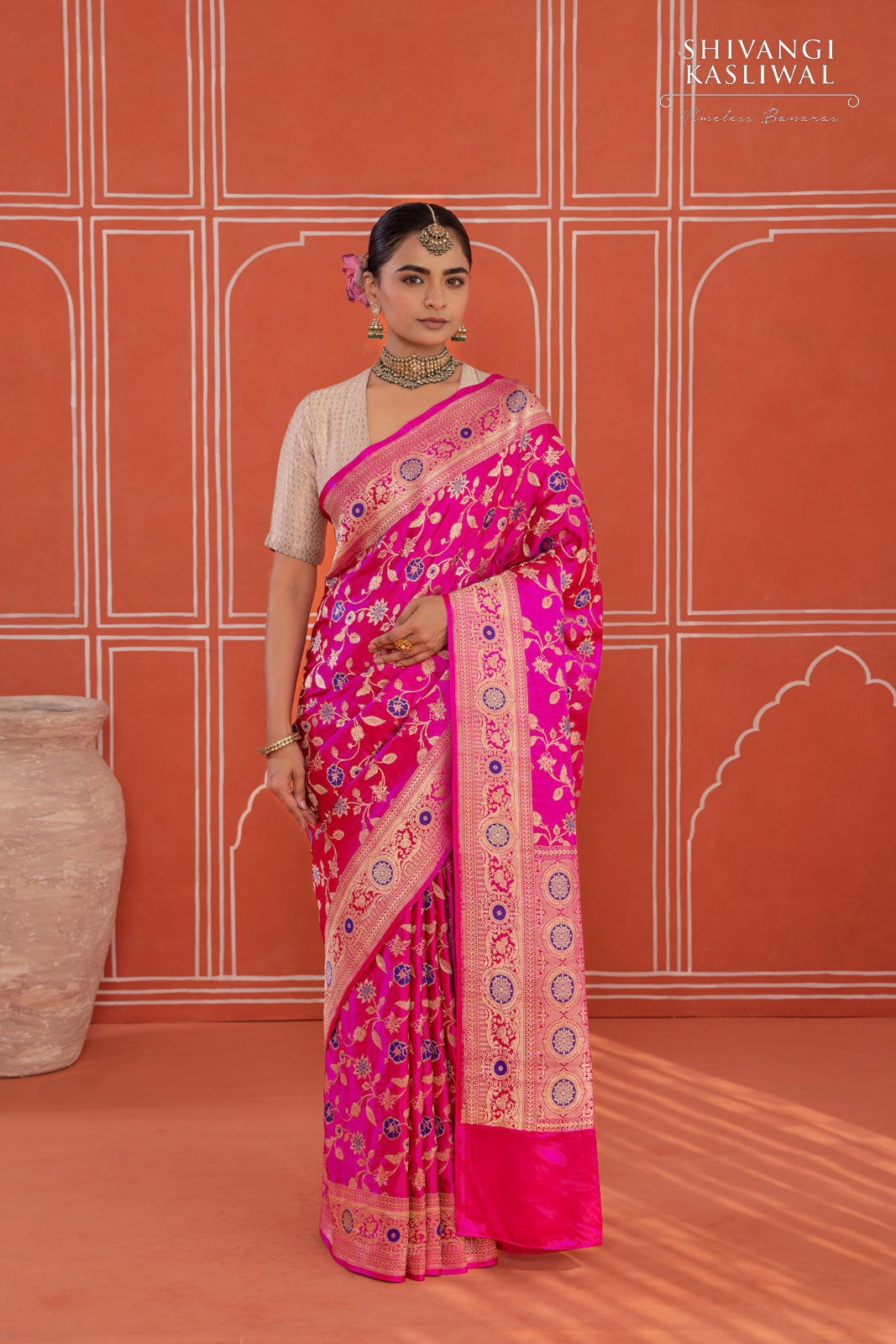Pink Handwoven Banarasi Kadhua Silk Saree