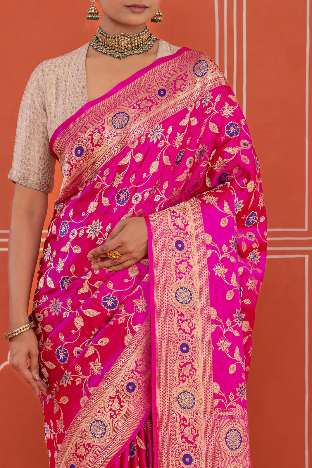 Pink Handwoven Banarasi Kadhua Silk Saree