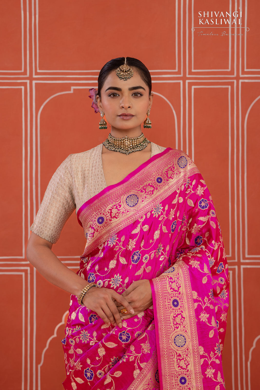 Pink Handwoven Banarasi Kadhua Silk Saree
