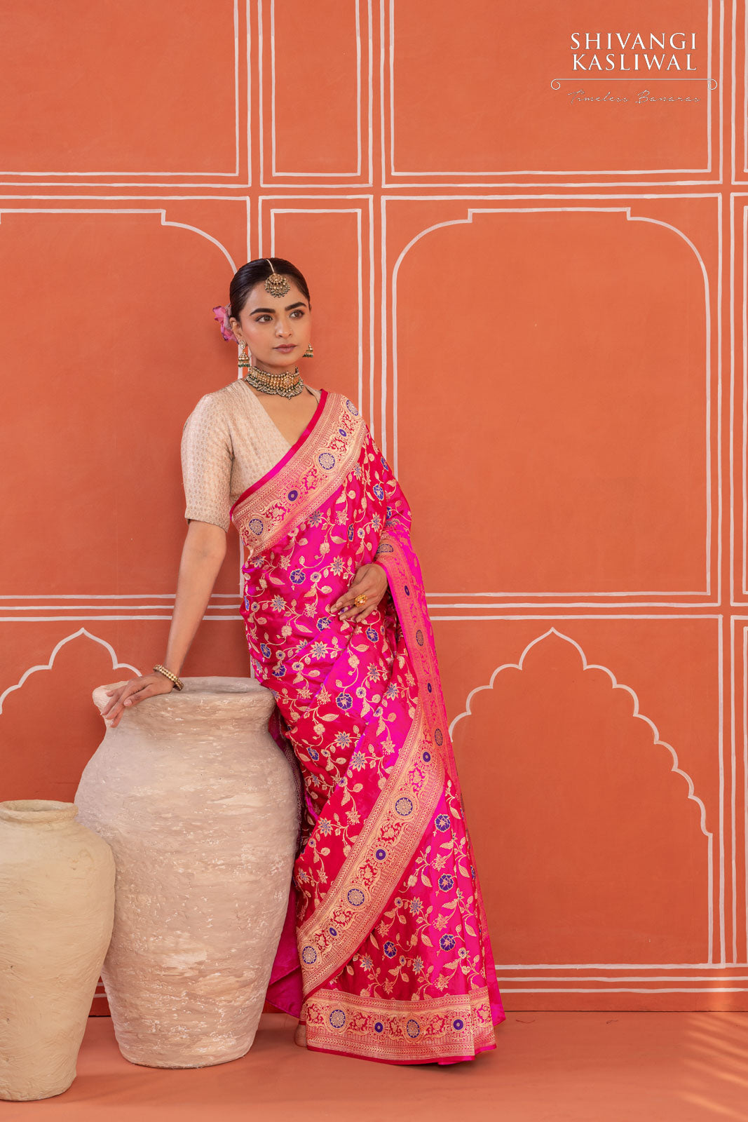 Pink Handwoven Banarasi Kadhua Silk Saree