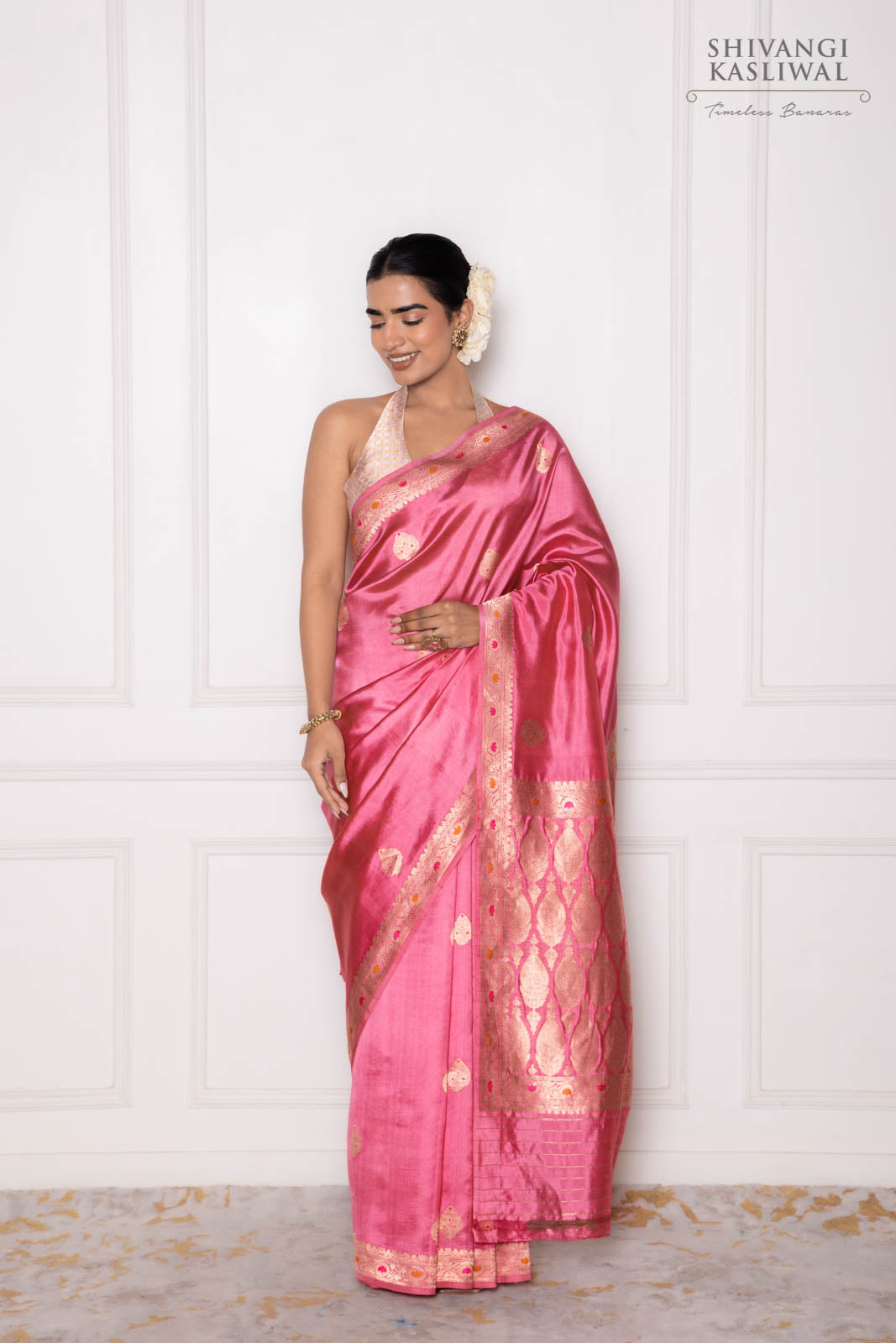 Pink Handwoven Banarasi Pure Silk Saree