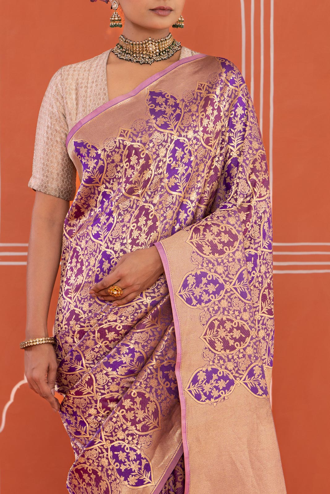 Purple Multicolor Handwoven Banarasi Silk Saree