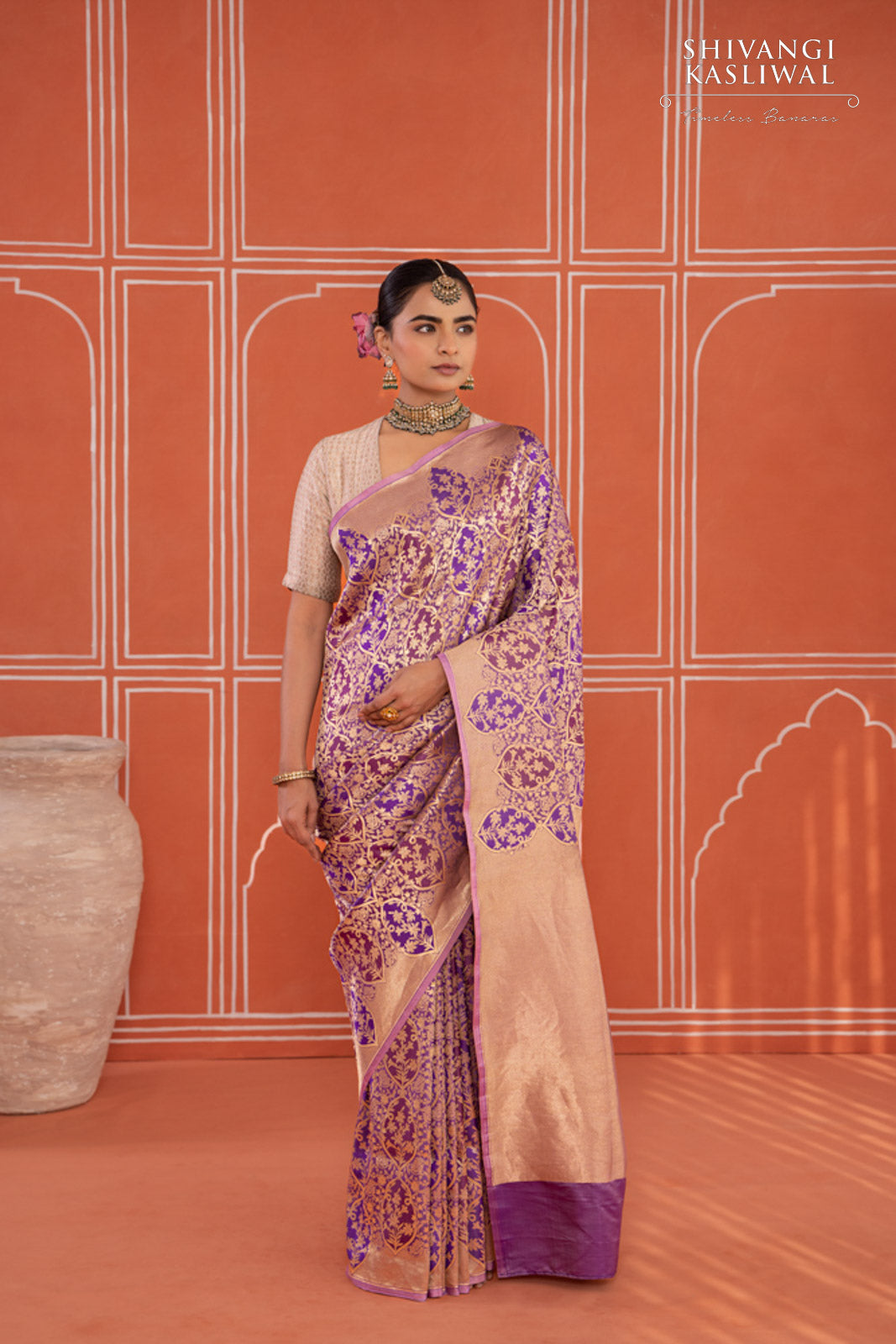 Purple Multicolor Handwoven Banarasi Silk Saree