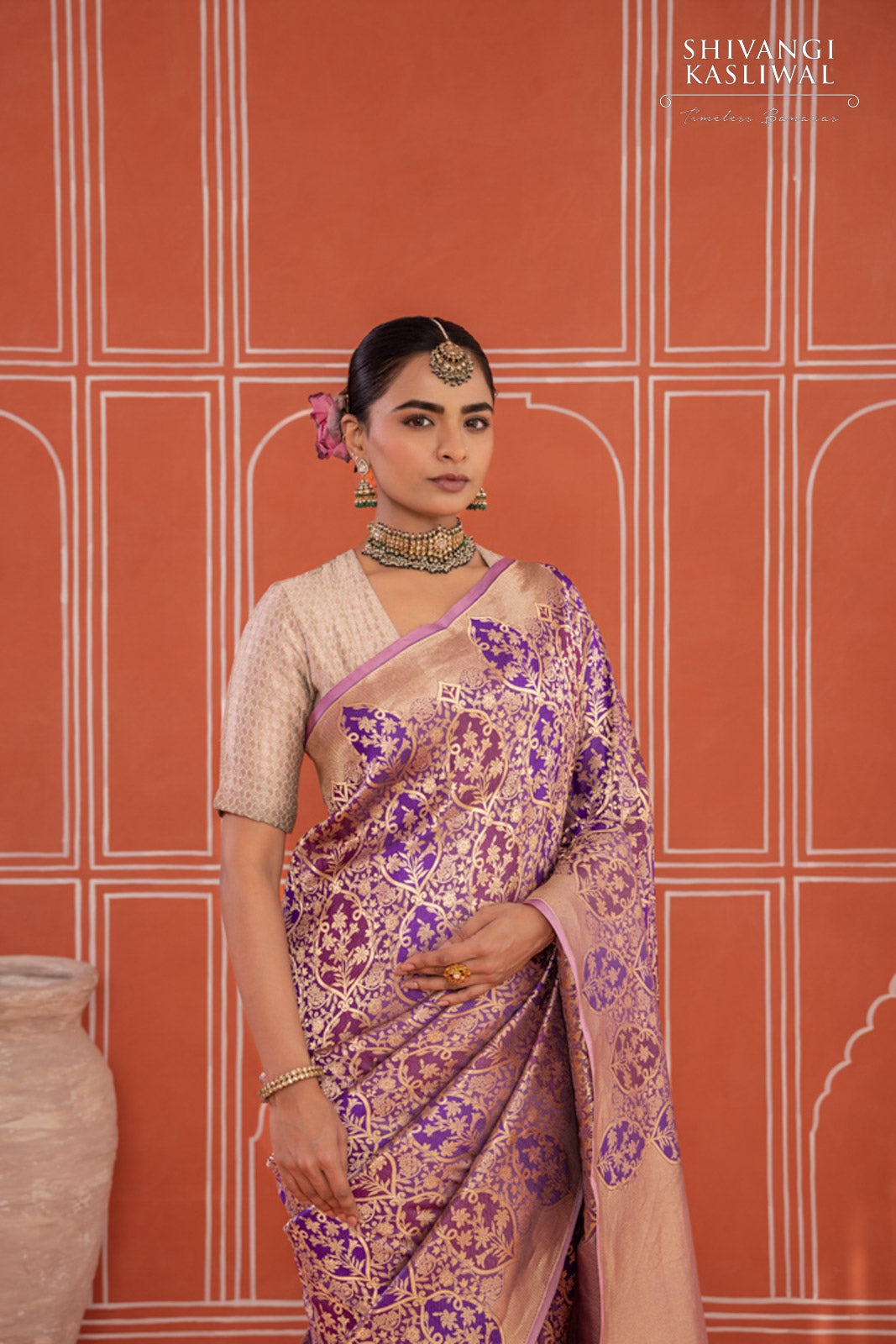 Purple Multicolor Handwoven Banarasi Silk Saree