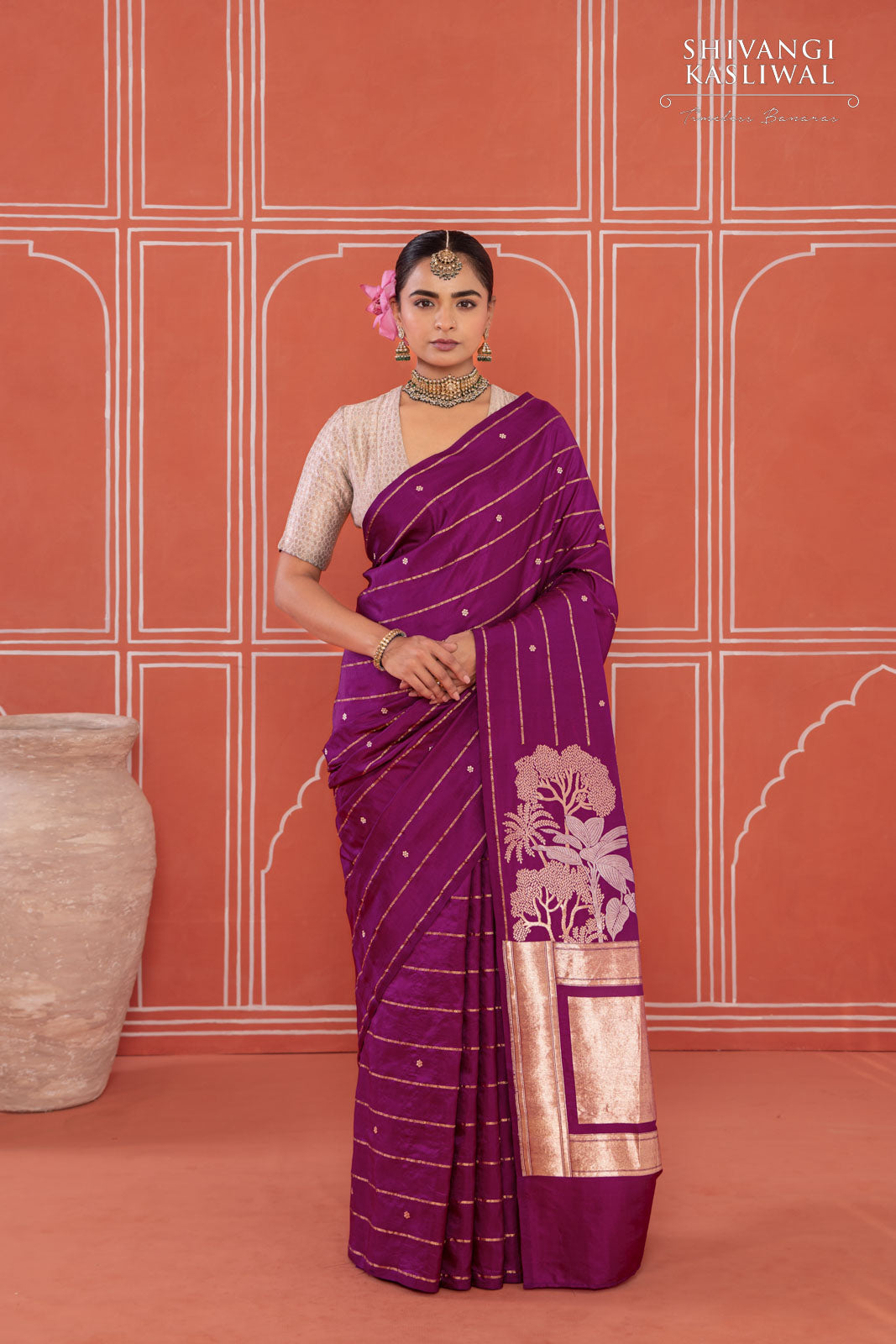 Wine Handwoven Banarasi Silk Saree