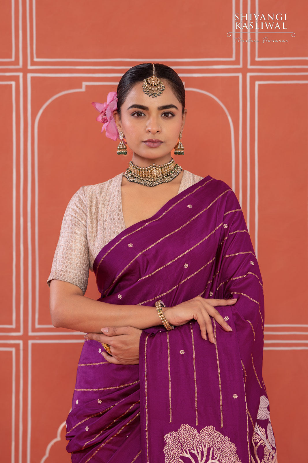 Wine Handwoven Banarasi Silk Saree