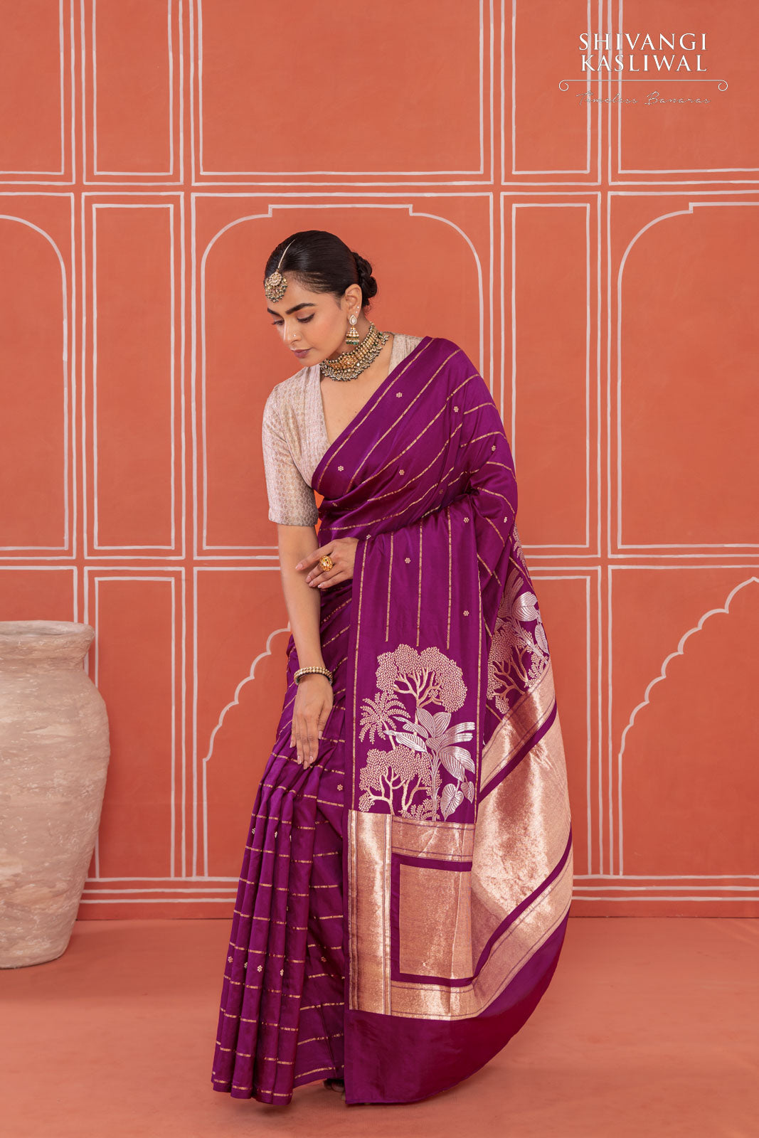 Wine Handwoven Banarasi Silk Saree