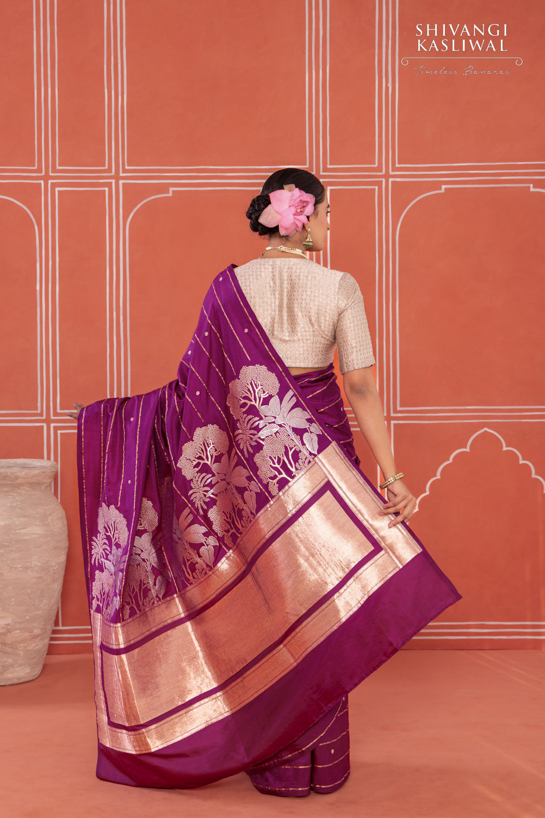 Wine Handwoven Banarasi Silk Saree